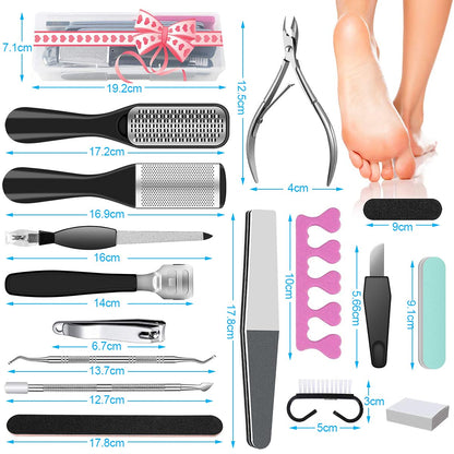 23 in 1 Professional Pedicure Tools Set Foot Care Scrubber Pedicure