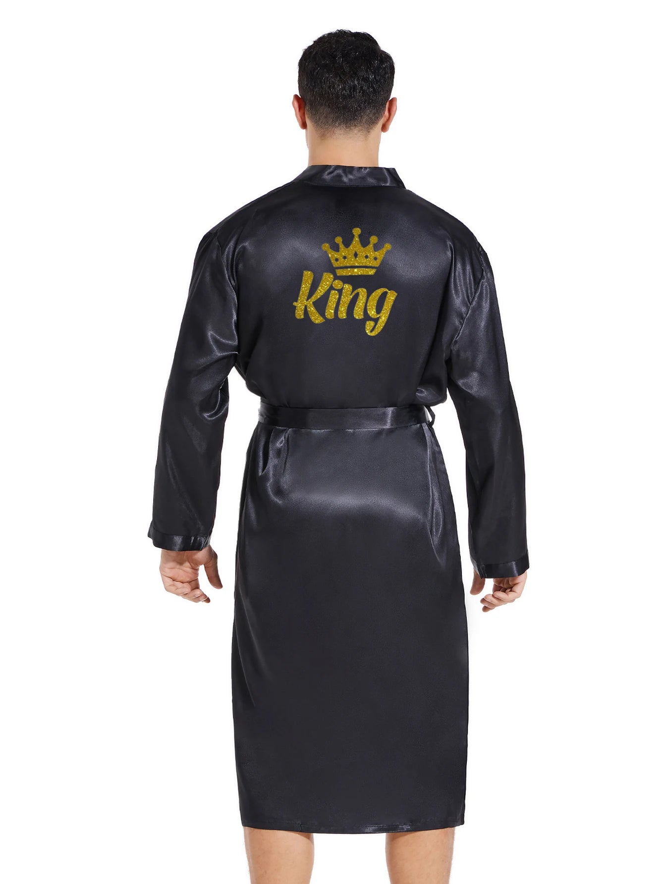 King queen glitter writing men women robe