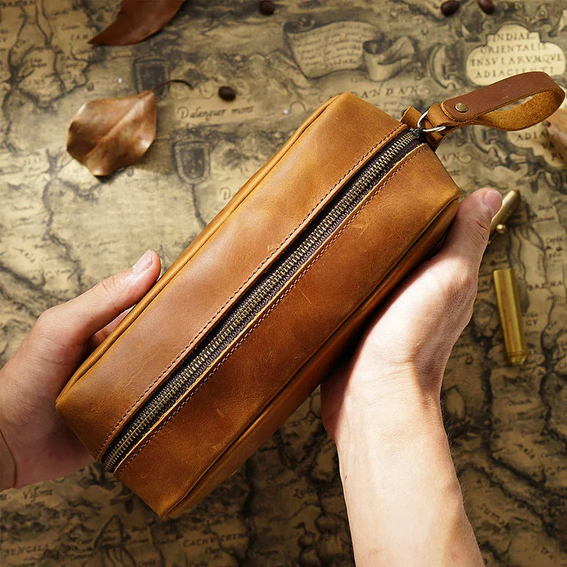 First Layer Cowhide Pencil Bag