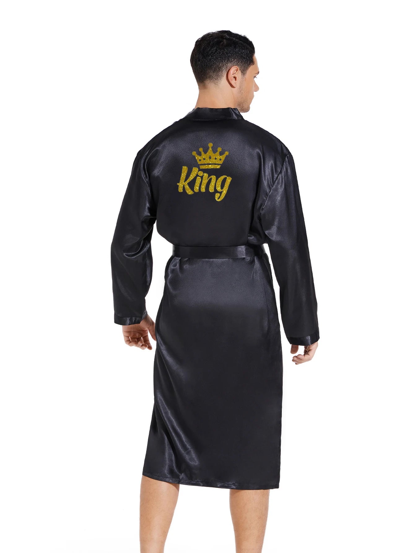 King queen glitter writing men women robe