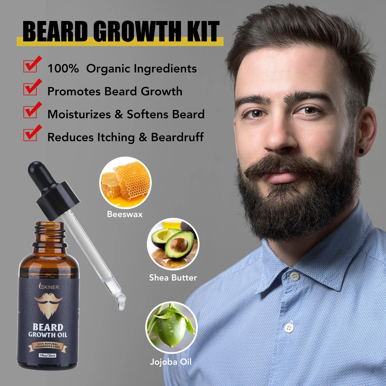 Men Barbe Hair Enhancerbeard Essential Oil