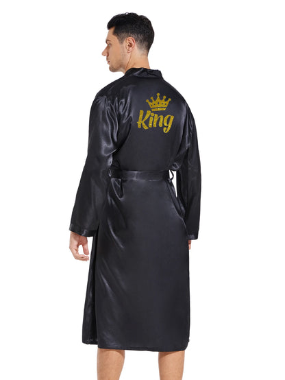 King queen glitter writing men women robe