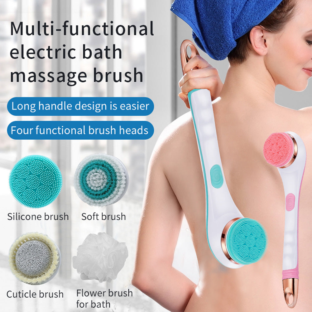 Electric Bath Brush Silicone Back Scrubber USB Rechargeable