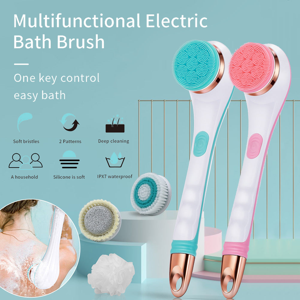 Electric Bath Brush Silicone Back Scrubber USB Rechargeable